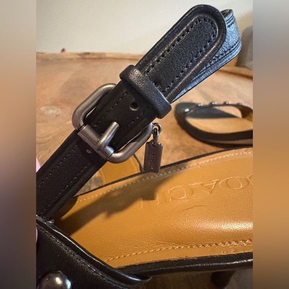 Coach Womens Studded Sandals Open Toe Kitten Heel Ankle Strap Black Size 11B - Picture 5 of 9